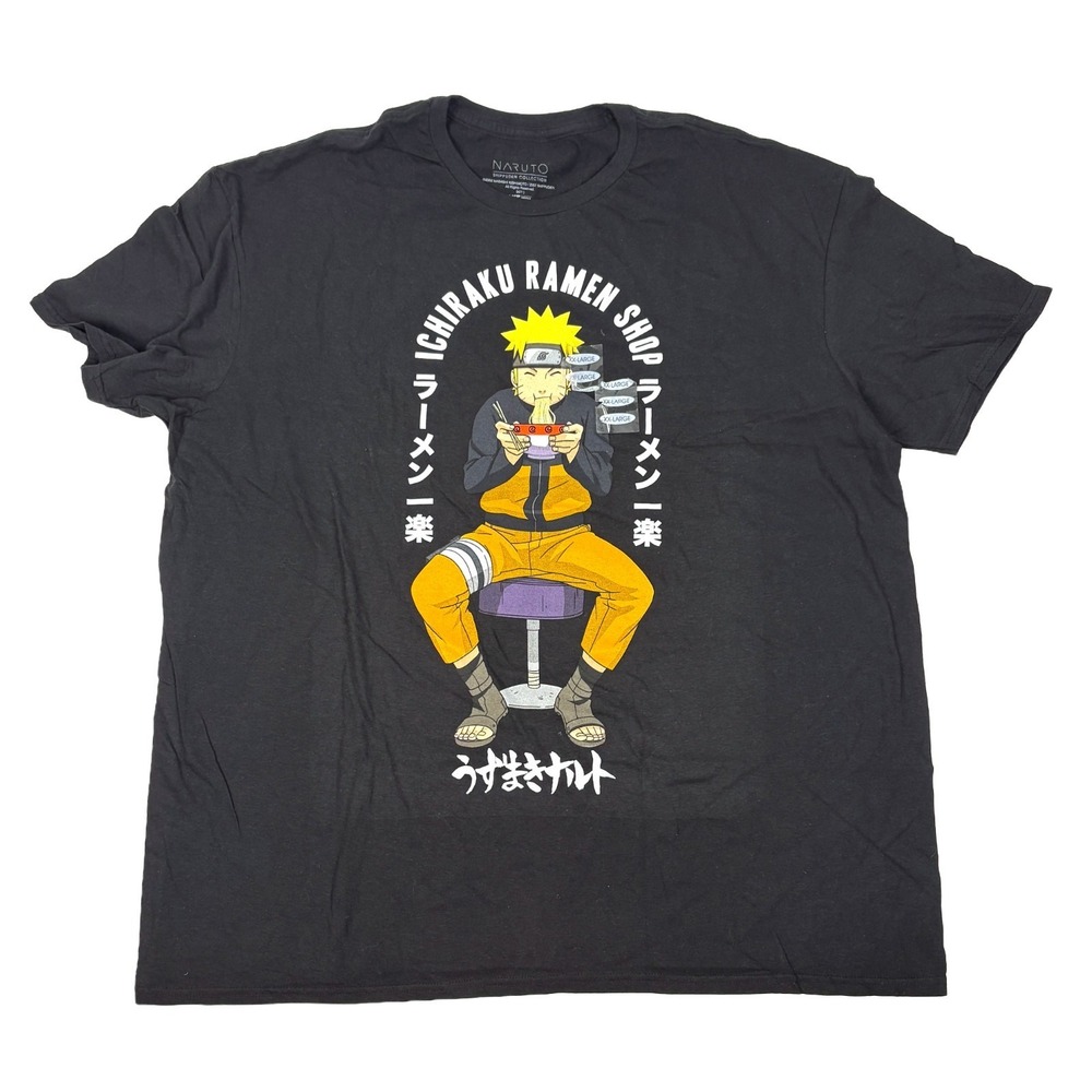 NWT Naruto Shippudden Ichiraku Ramen Shop Graphic T Shirt Mens XXL Black Anime